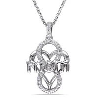 Womens Diamond Accent Natural White Diamond Sterling Silver 18 Inch Pendant Necklace