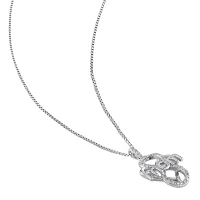 Womens Diamond Accent Natural White Diamond Sterling Silver 18 Inch Pendant Necklace