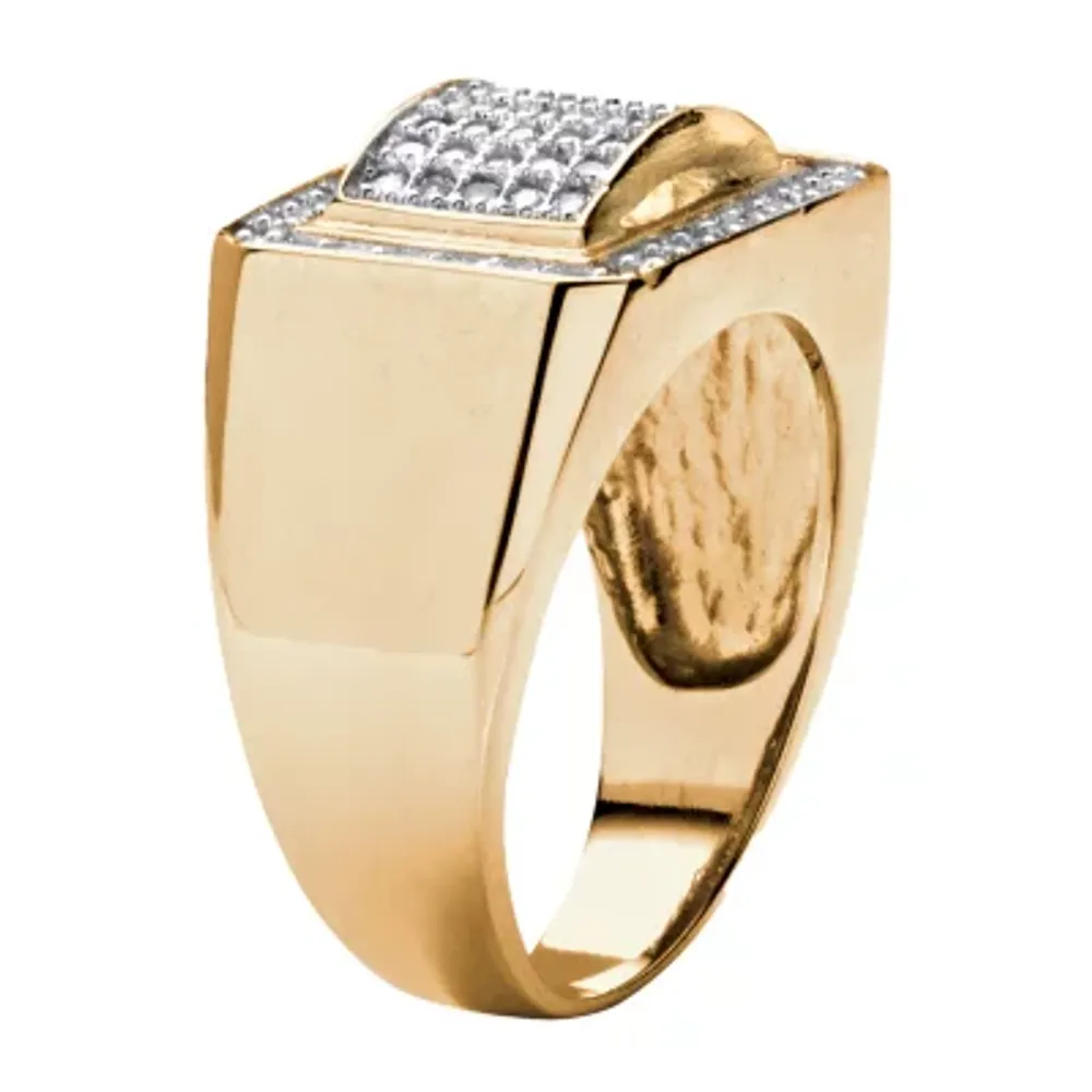 Mens 1 1/ CT. T.W. White Cubic Zirconia 18K Gold Over Silver Fashion Ring