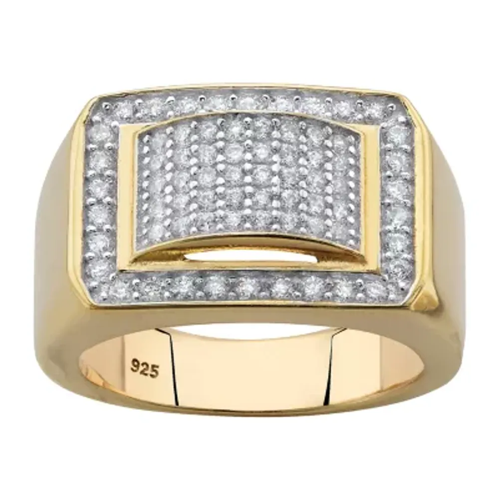 Mens 1 1/ CT. T.W. White Cubic Zirconia 18K Gold Over Silver Fashion Ring