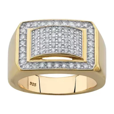 Mens 1 1/ CT. T.W. White Cubic Zirconia 18K Gold Over Silver Fashion Ring