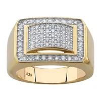 Mens 1 1/10 CT. T.W.  White Cubic Zirconia 18K Gold Over Silver Fashion Ring