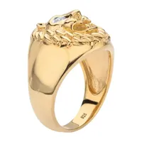 Mens Diamond Accent Natural White 18K Gold Over Silver Fashion Ring