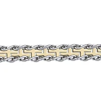 Mens Stainless Steel and Gold Ion Plated Cross Link Bracelet