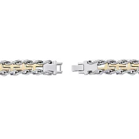 Mens Stainless Steel and Gold Ion Plated Cross Link Bracelet