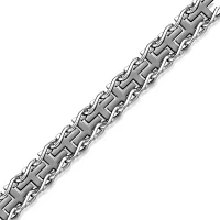 Mens Stainless Steel and Black Ion Plated Cross Link Bracelet