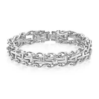 Mens Stainless Cross Link Bracelet