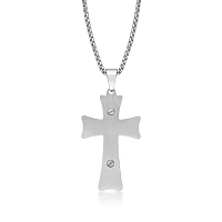 Mens Two-Tone Stainless Steel Triple Layer Cross Pendant