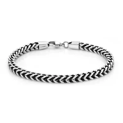 Mens Antique Finish Stainless Steel 9" 5mm Foxtail Bracelet