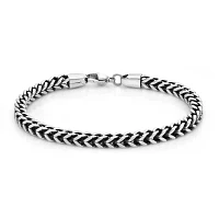 Mens Antique Finish Stainless Steel 9" 5mm Foxtail Bracelet