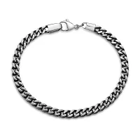 Mens Antique Finish Stainless Steel 9" 5mm Foxtail Bracelet