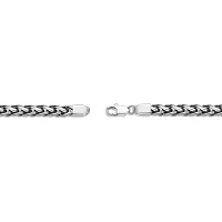 Mens Stainless Steel & Black IP 24" 8mm Wheat Chain