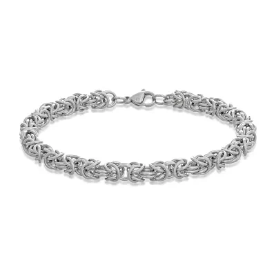 Mens Stainless Steel 9" 7mm Byzantine Bracelet