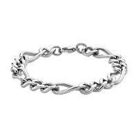 Mens Stainless Steel 9" 11mm Figaro Bracelet