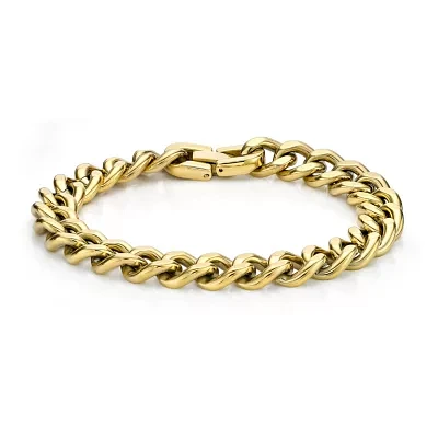 Mens Stainless Steel & Gold-Tone IP 9" 12mm Chunky Curb Bracelet