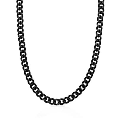 Mens Stainless Steel & Black IP 22" 12mm Curb Chain