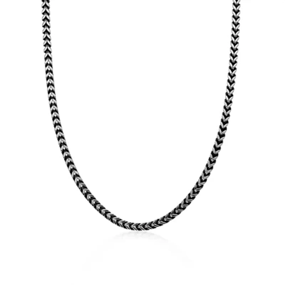 Mens Antiqued Stainless Steel 22" 5mm Foxtail Chain