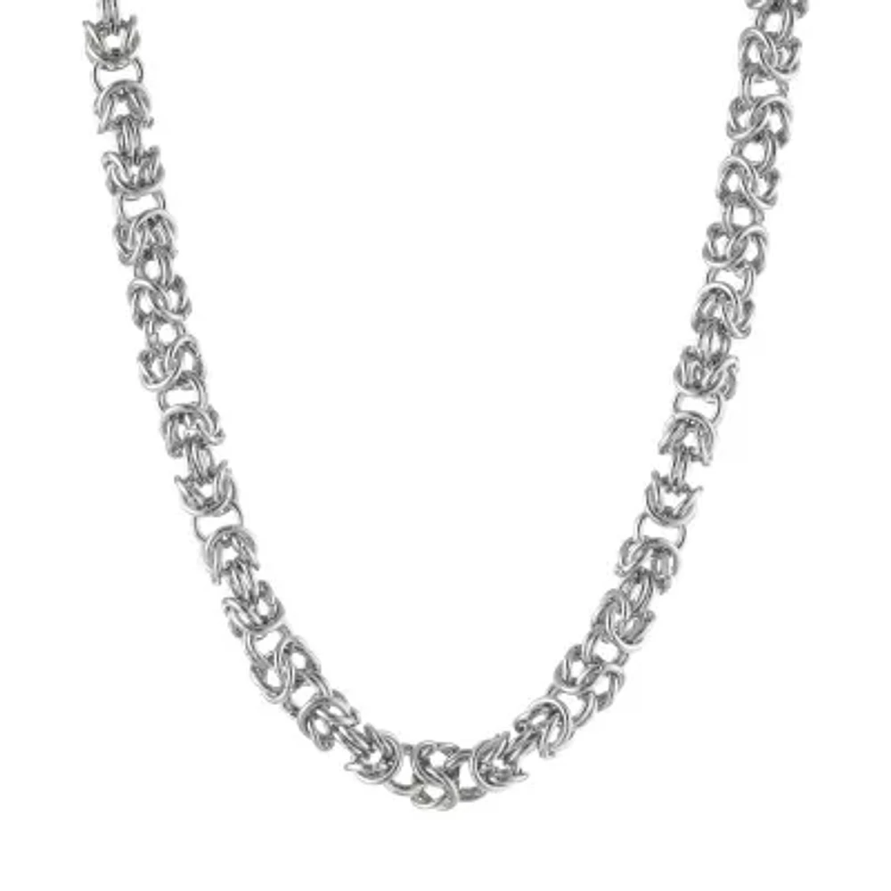 Mens Stainless Steel 24" 7mm Byzantine Chain