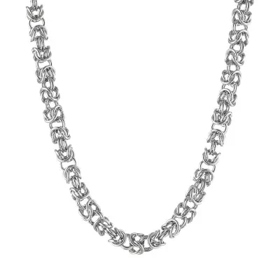 Mens Stainless Steel 24" 7mm Byzantine Chain