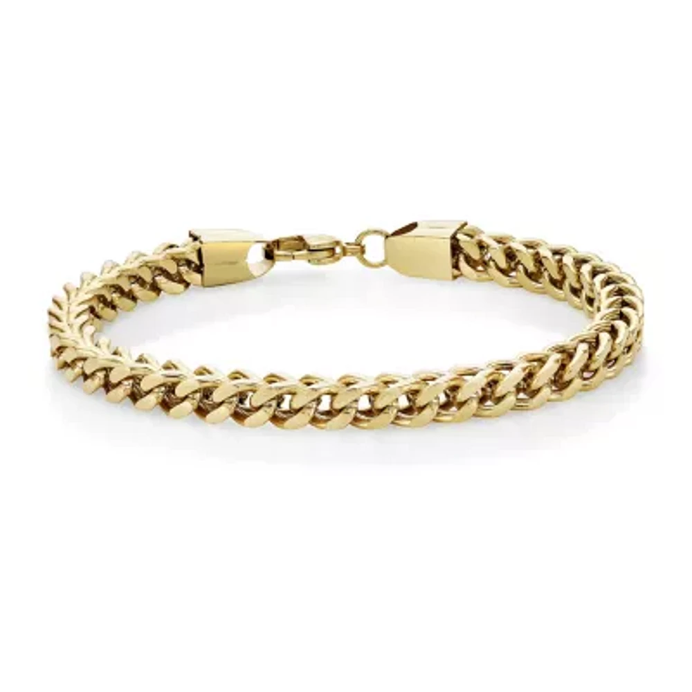 Mens Stainless Steel & Gold-Tone IP 9" 6mm Foxtail Bracelet