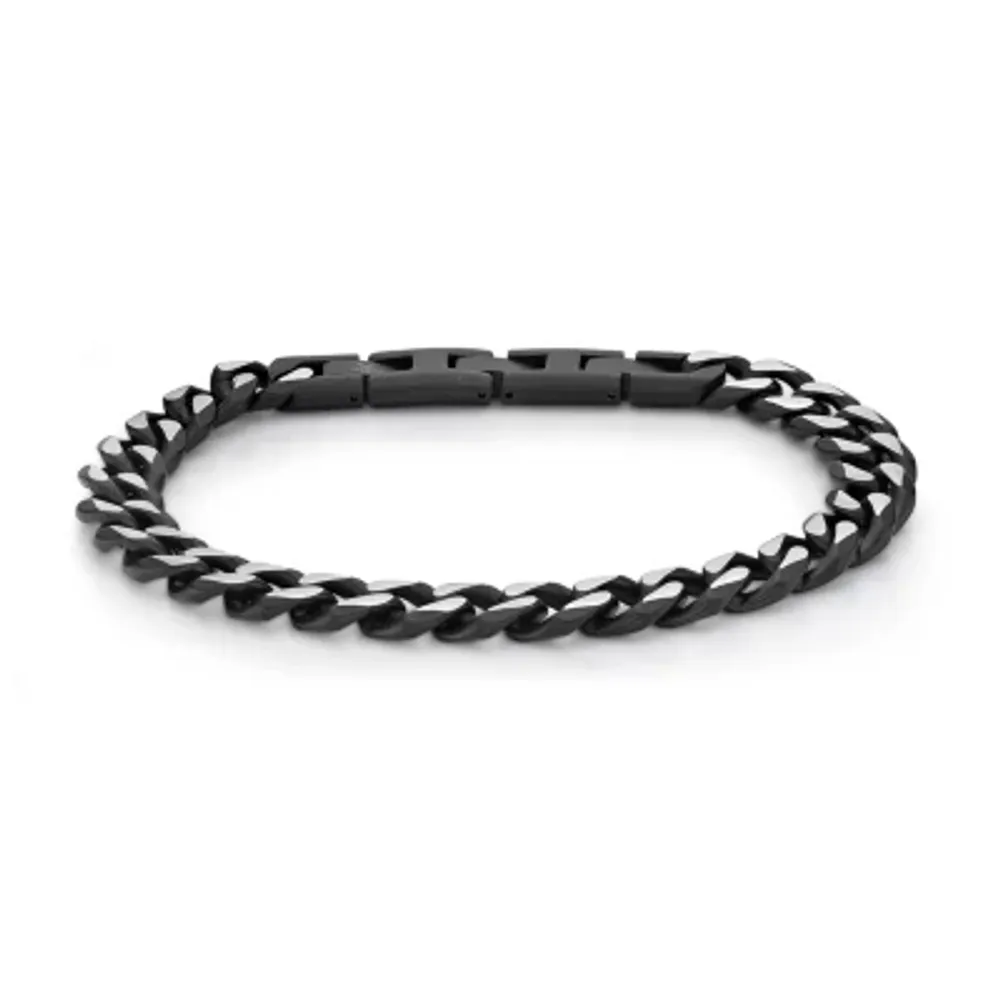 Stainless Steel 9 Inch Solid Curb Chain Bracelet