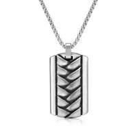 Mens Sterling Silver Dog Tag Pendant Necklace