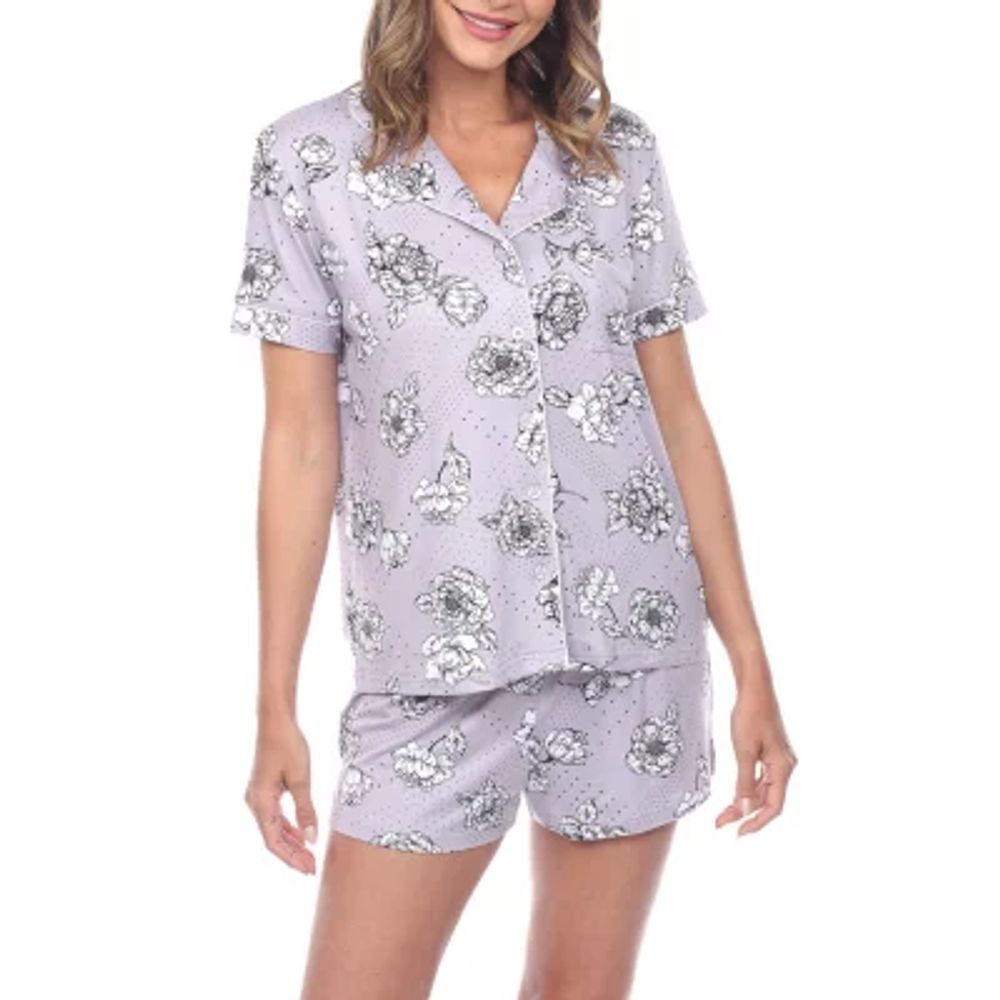 White Mark Womens Short Sleeve 2-pc. Shorts Pajama Set