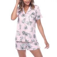 White Mark Womens Short Sleeve 2-pc. Pajama Sets