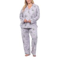 White Mark Womens Plus Long Sleeve 2-pc. Pant Pajama Set