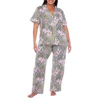 White Mark Womens Plus Short Sleeve 2-pc. Pant Pajama Set