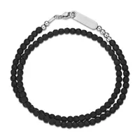 Mens Black Hematite Stainless Steel Wrap Bracelet