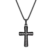 Mens Sterling Silver Cross Pendant Necklace