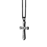 Mens White Cubic Zirconia Sterling Silver Cross Pendant Necklace