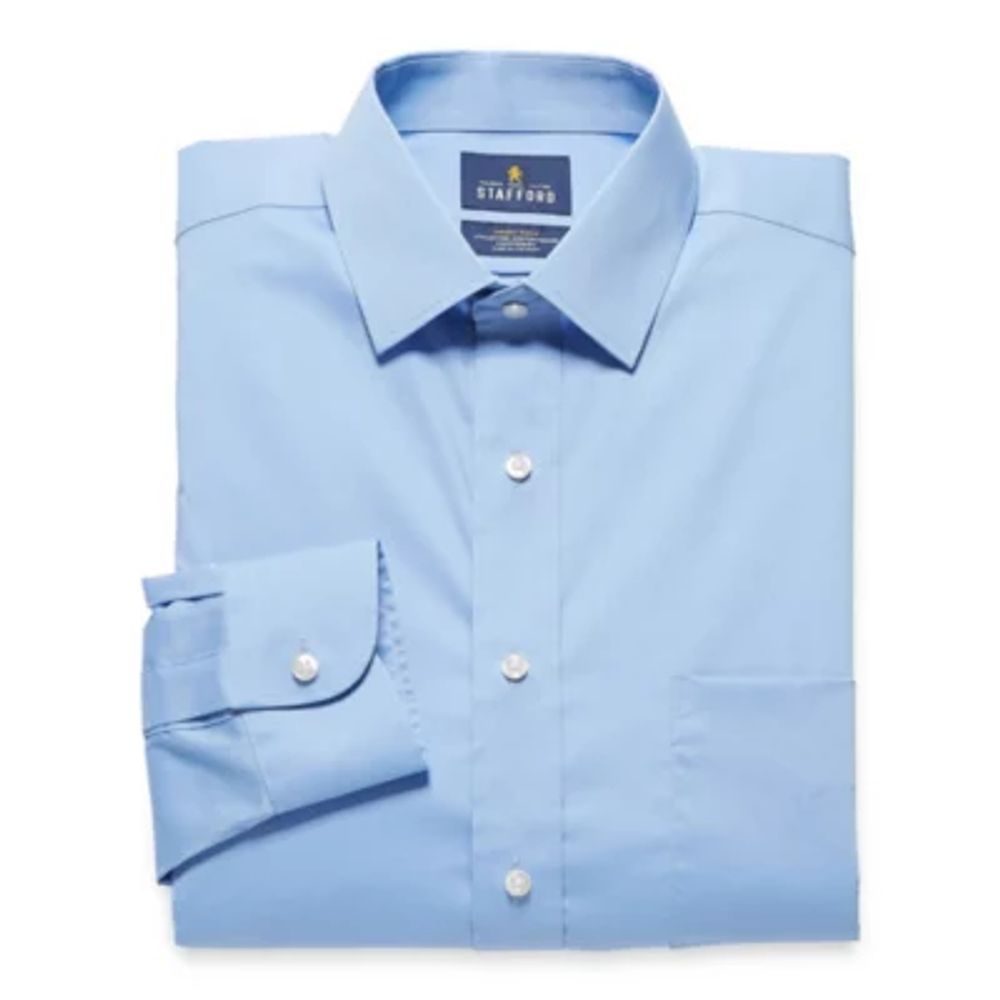 Stafford Magna Ready® Mens Regular Fit Easy-on + Easy-off Sensory Friendly Adaptive Stretch Fabric Wrinkle Free Long Sleeve Dress Shirt