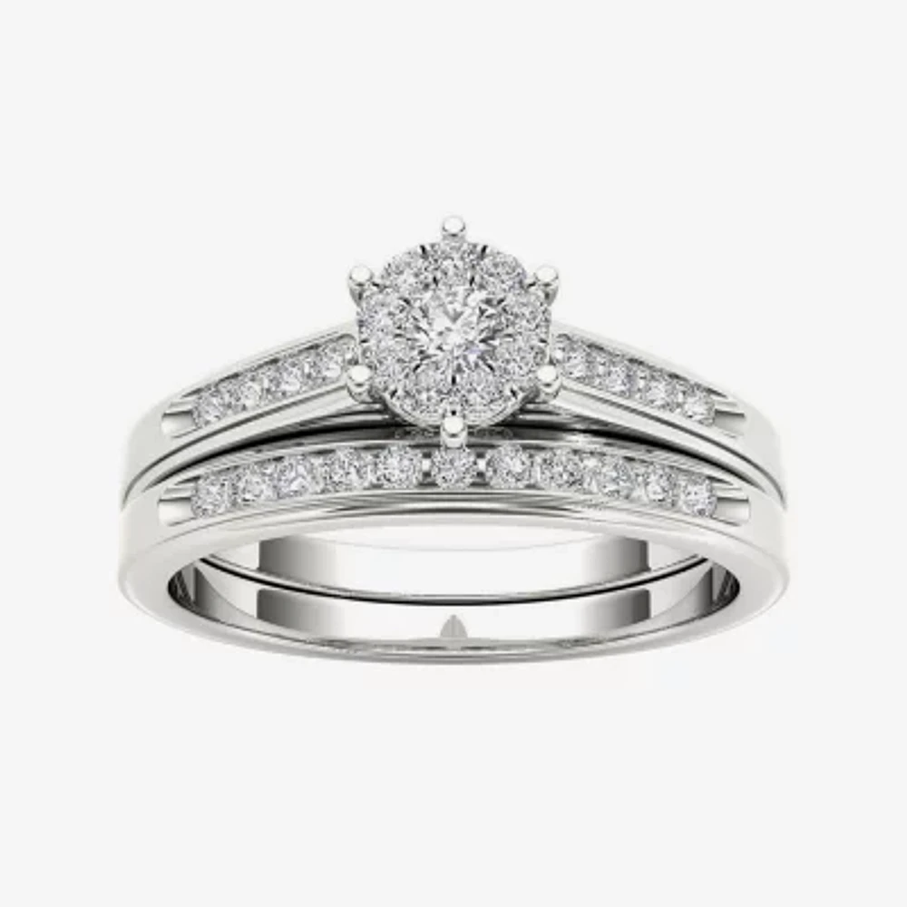 1/2 CT.T.W. Natural Diamond 10K Gold Bridal Set Ring