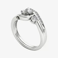 1/2 CT.T.W. Natural Diamond 10K White Gold 3-Stone Bypass Ring Set