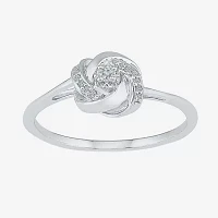 Promise My Love Womens Diamond Accent Natural White Sterling Silver Knot Ring