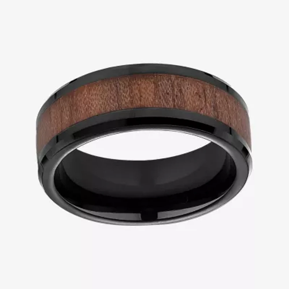 Mens Comfort Fit 8mm Cobalt with Rosewood Inlay Wedding Band