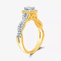 I Said Yes (H-I / I1) Womens 1 CT. T.W. Lab Grown White Diamond Sterling Silver or 14K Gold Over Side Stone Halo Bridal Set