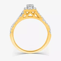 I Said Yes (H-I / I1) Womens 1 CT. T.W. Lab Grown White Diamond Sterling Silver or 14K Gold Over Side Stone Halo Bridal Set