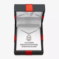 Yes, Please! Womens White Cultured Freshwater Pearl Sterling Silver Pendant Necklace