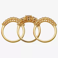 DiamonArt® Womens White Cubic Zirconia 14K Gold Over Silver Bridal Set