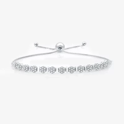 Diamond Blossom 1/ CT. T.W. Natural White Diamond Sterling Silver Bolo Bracelet