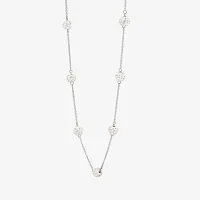 Sterling Silver Crystal Beaded Station Necklace 