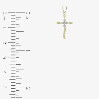 Womens Diamond Accent Natural White Diamond 10K Gold Cross Pendant Necklace