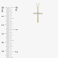 Womens Diamond Accent Natural White Diamond 10K Gold Cross Pendant Necklace