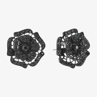 Mixit Black 30mm Flower Stud Earrings