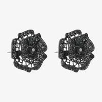 Mixit Black 30mm Flower Stud Earrings