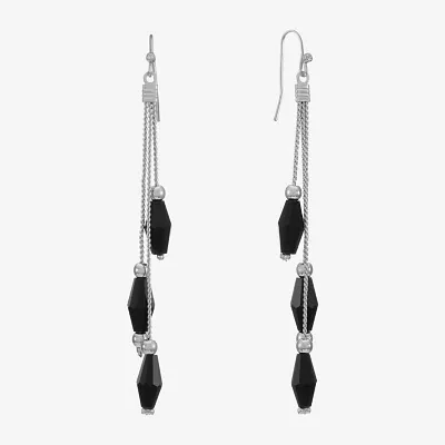 Mixit Womens Black Drop Earrings