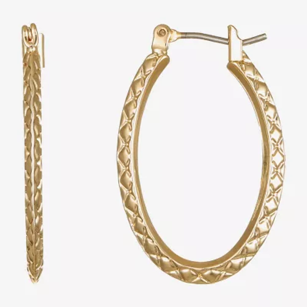 Liz Claiborne® Gold-Tone, Textured Oval Hoop Earrings